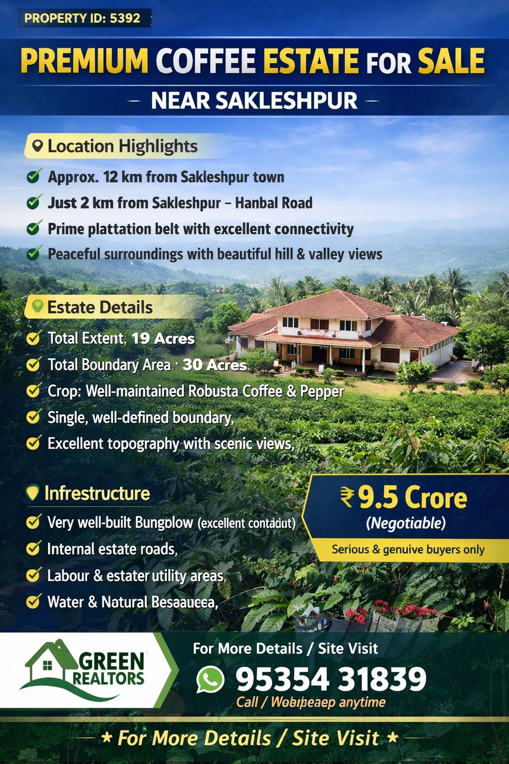  🌿 *Premium Coffee Estate for Sale – Near Sakleshpur*